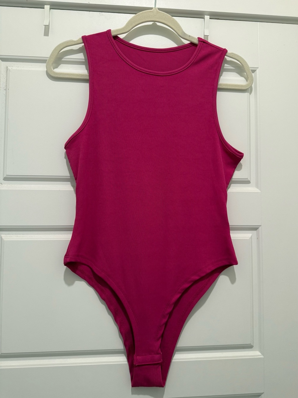 SHEIN Hot Pink Ribbed Sleeveless Bodysuit